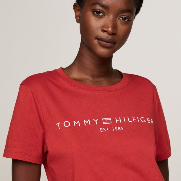 Cumpăra TOMMY HILFIGER Tricou  sângeriu / alb