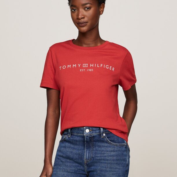 TOMMY HILFIGER Tricou  sângeriu / alb