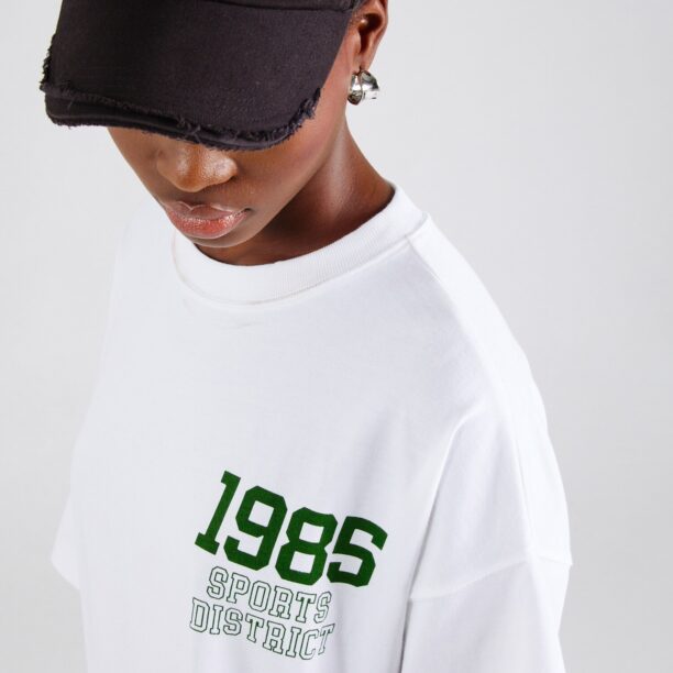 Preţ TOPSHOP Tricou '1985'  verde închis / alb