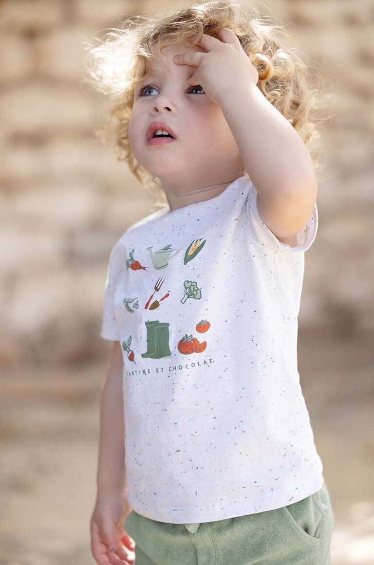 Tartine et Chocolat tricou bebe culoarea alb