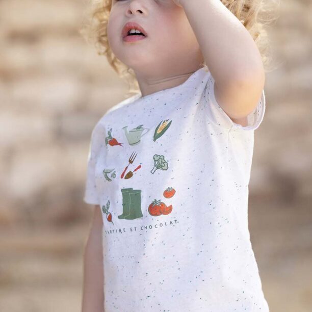 Tartine et Chocolat tricou bebe culoarea alb