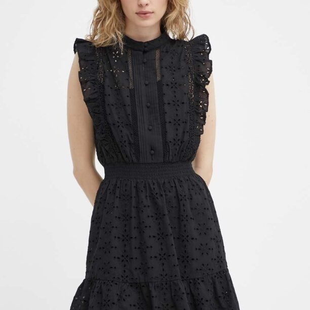 The Kooples rochie din bumbac culoarea negru