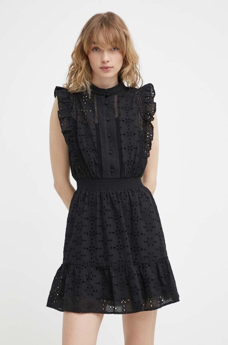 The Kooples rochie din bumbac culoarea negru