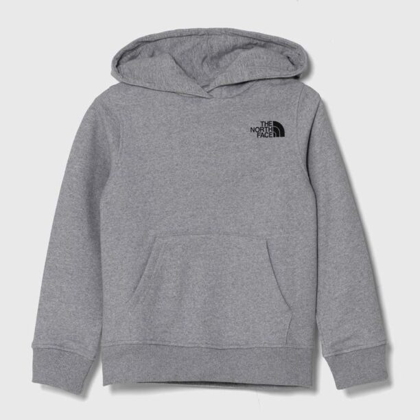 The North Face bluza copii NEW GRAPHIC HOODIE culoarea gri