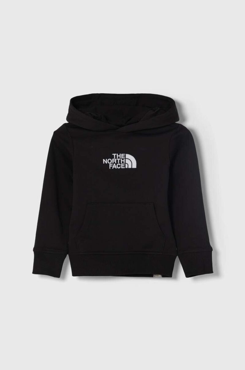 The North Face hanorac de bumbac pentru copii DREW PEAK LIGHT P/O HOODIE culoarea negru