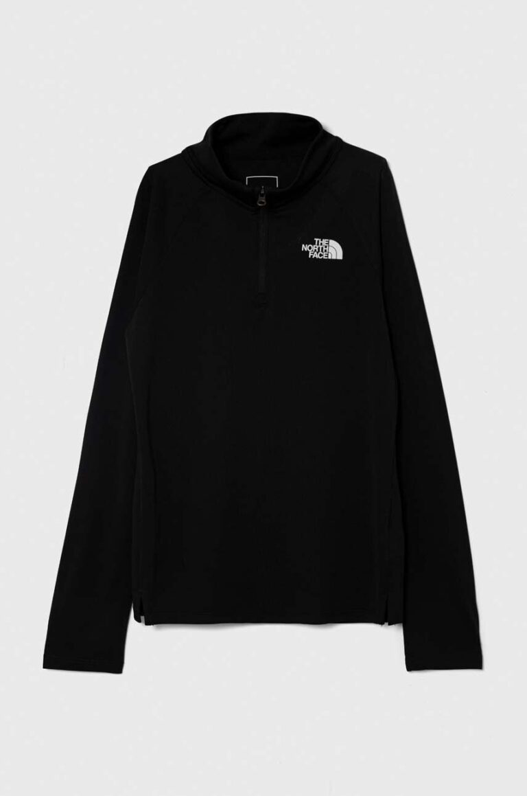 The North Face longsleeve copii NEVER STOP 1/4 ZIP culoarea negru