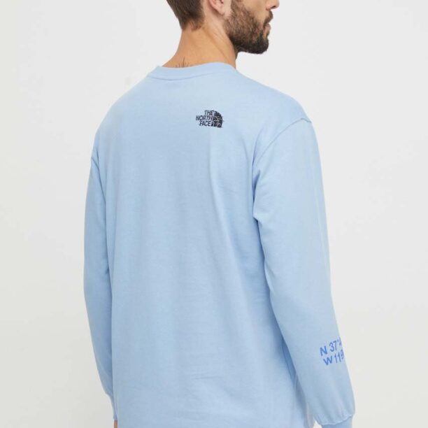 The North Face longsleeve din bumbac cu imprimeu preţ