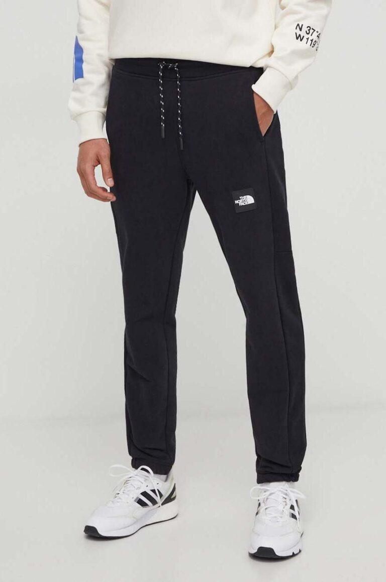 The North Face pantaloni de trening din bumbac culoarea negru