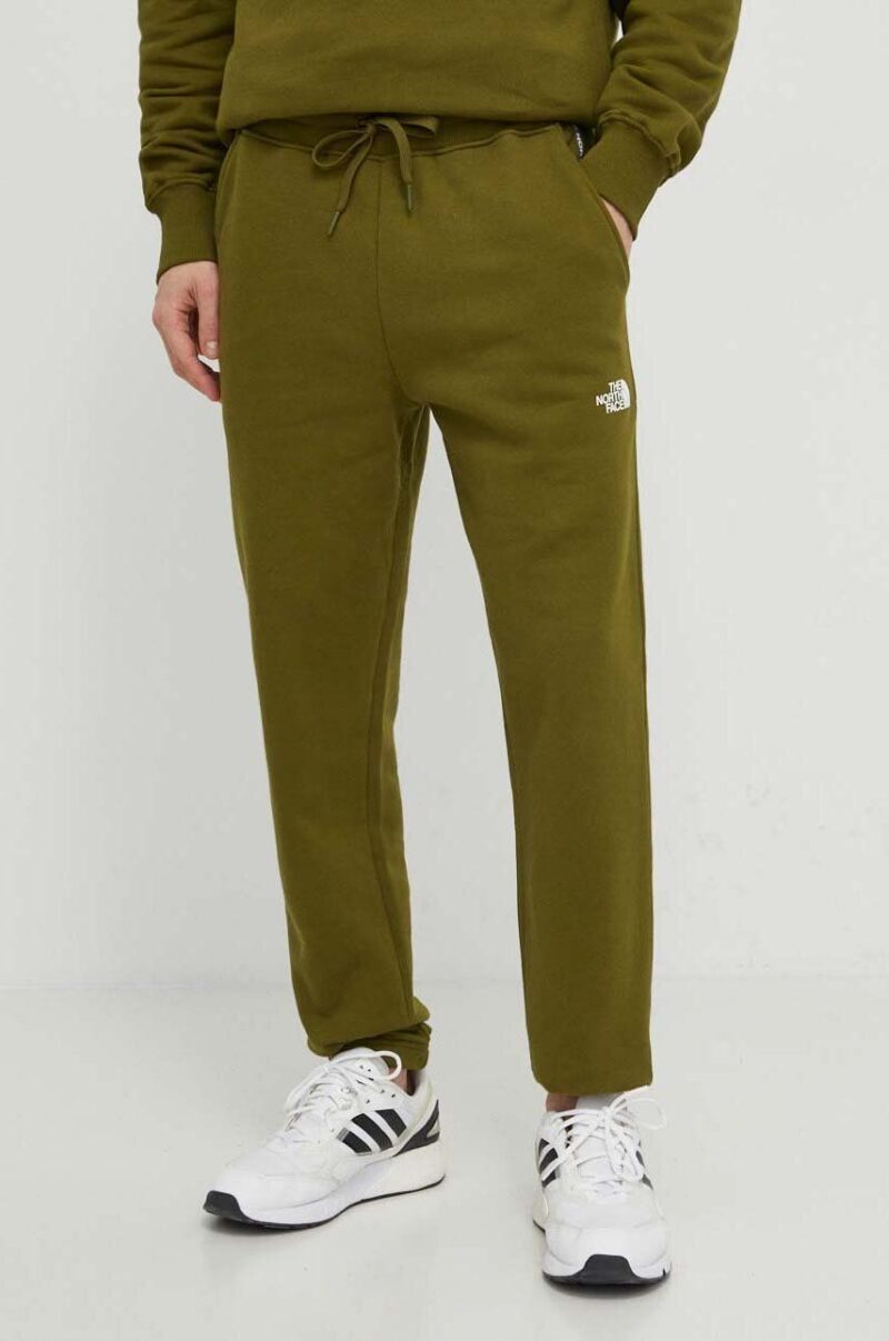 The North Face pantaloni de trening din bumbac culoarea verde