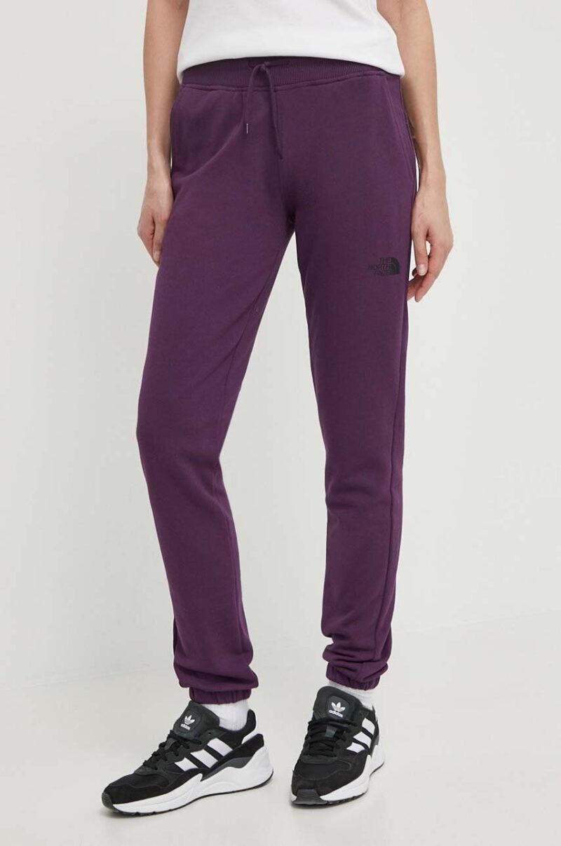 The North Face pantaloni de trening din bumbac culoarea violet