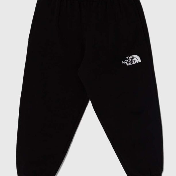 The North Face pantaloni de trening din bumbac pentru copii OVERSIZED JOGGERS culoarea negru