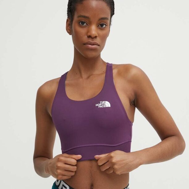 The North Face sutien sport reversibil Flex culoarea violet