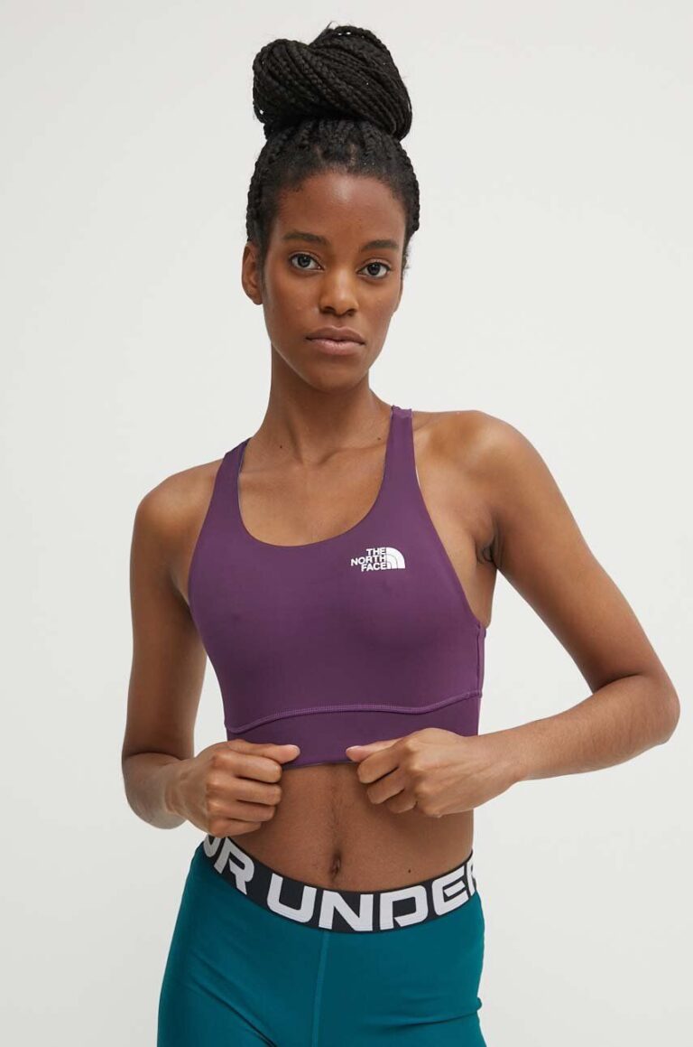 The North Face sutien sport reversibil Flex culoarea violet