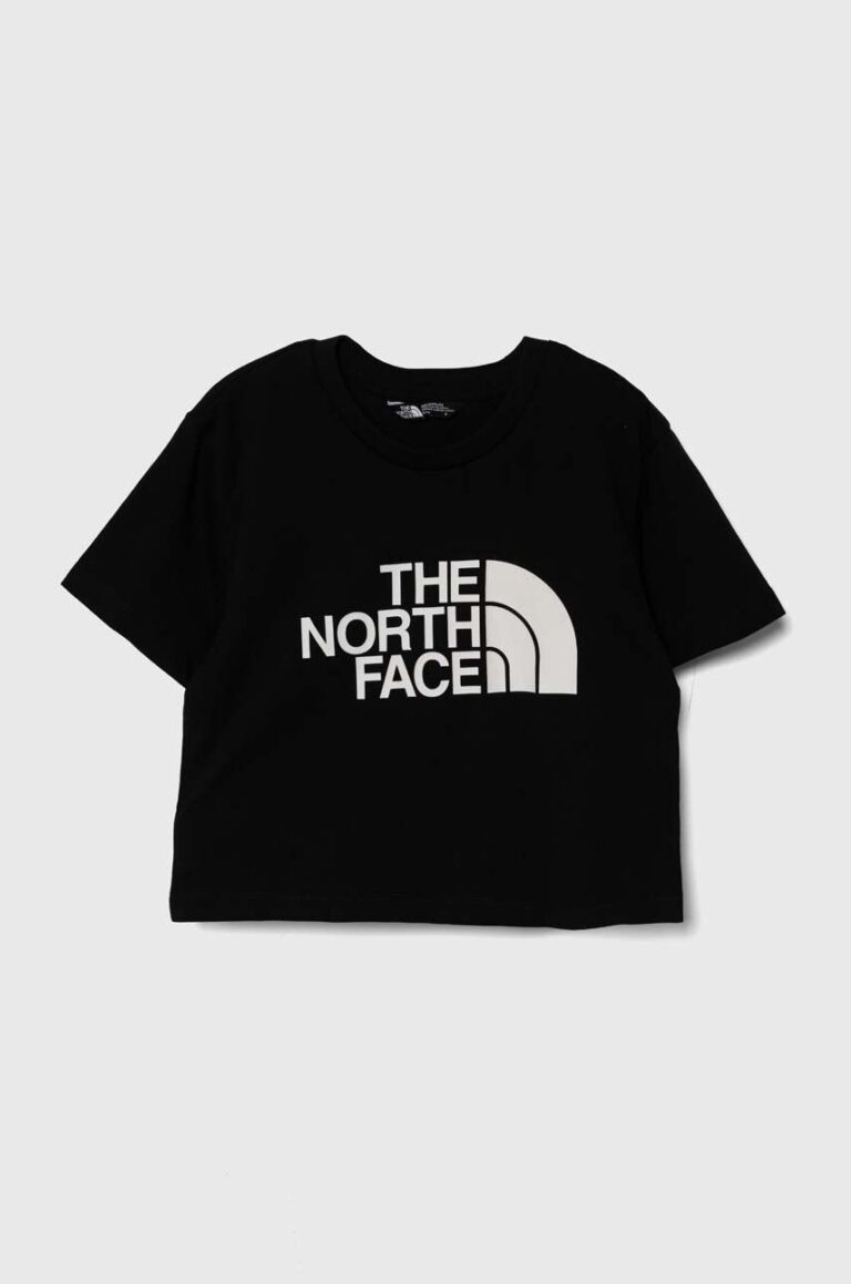 The North Face tricou copii CROP EASY TEE culoarea negru