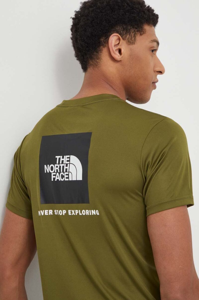 The North Face tricou sport Reaxion Red Box culoarea verde