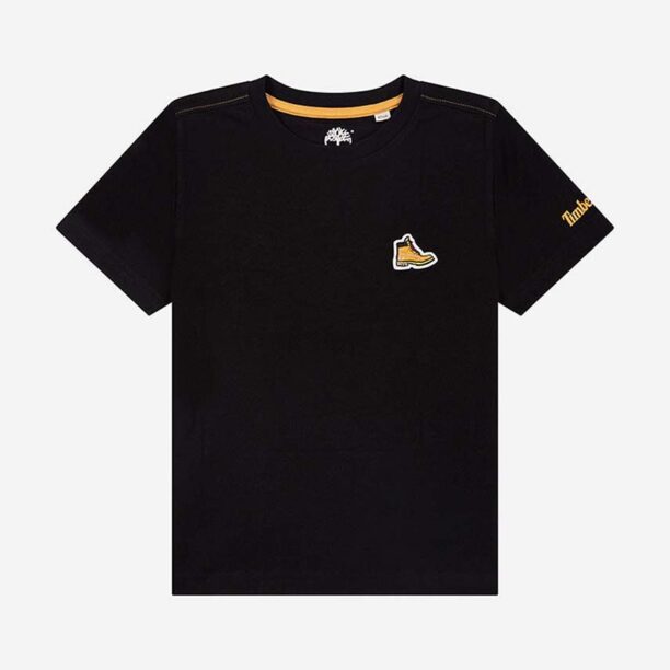 Timberland tricou de bumbac pentru copii Short Sleeves Tee-shirt culoarea negru