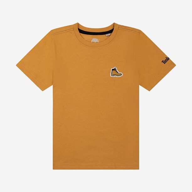 Timberland tricou de bumbac pentru copii Short Sleeves Tee-shirt culoarea portocaliu