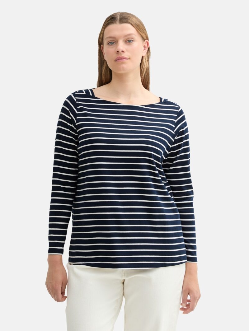 Tom Tailor Women + Tricou  bleumarin / alb