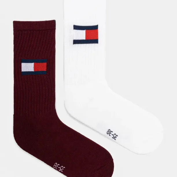 Tommy Hilfiger sosete 2-pack culoarea bordo