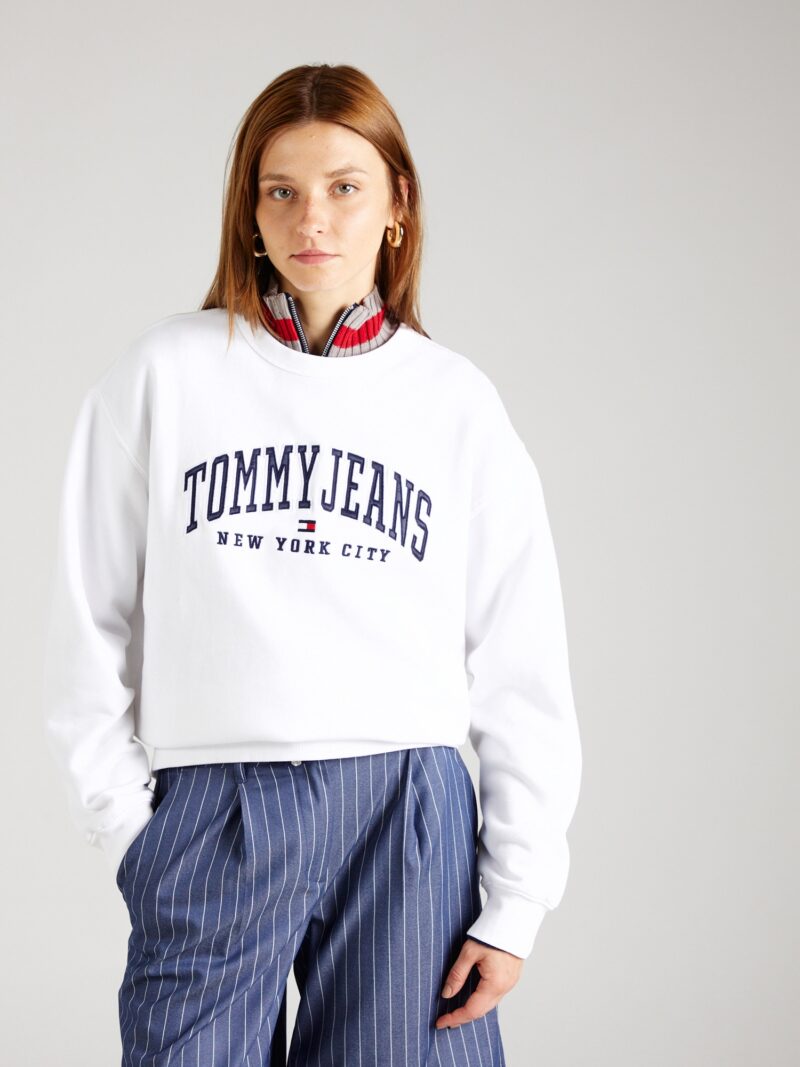 Tommy Jeans Bluză de molton  bleumarin / alb