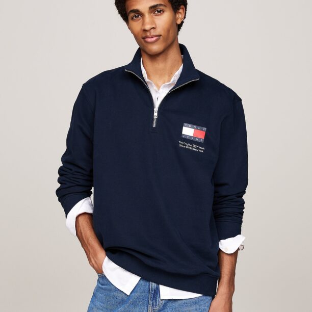 Tommy Jeans Bluză de molton  bleumarin / sângeriu / alb