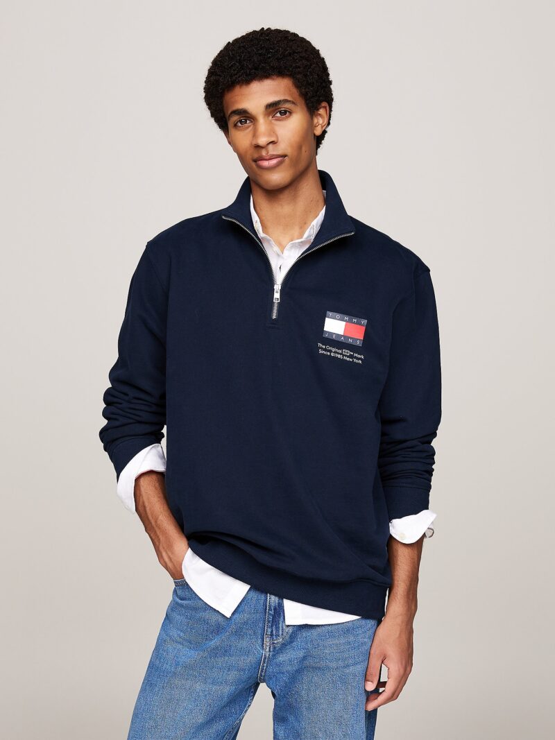 Tommy Jeans Bluză de molton  bleumarin / sângeriu / alb