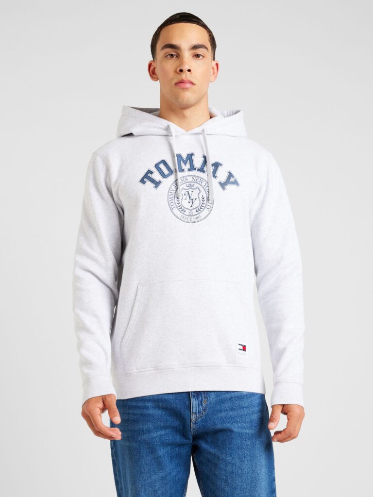 Tommy Jeans Bluză de molton  safir / gri deschis / roșu / alb preţ