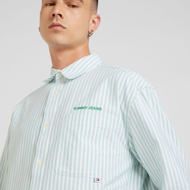 Cumpăra Tommy Jeans Cămașă 'CLASSICS'  verde pastel / alb