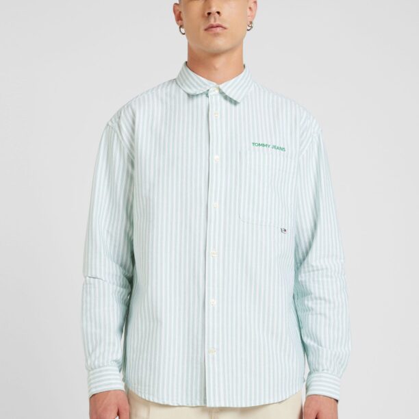 Tommy Jeans Cămașă 'CLASSICS'  verde pastel / alb