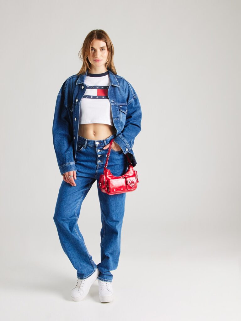 Cumpăra Tommy Jeans Geacă de primăvară-toamnă  albastru denim / albastru închis / roșu / alb