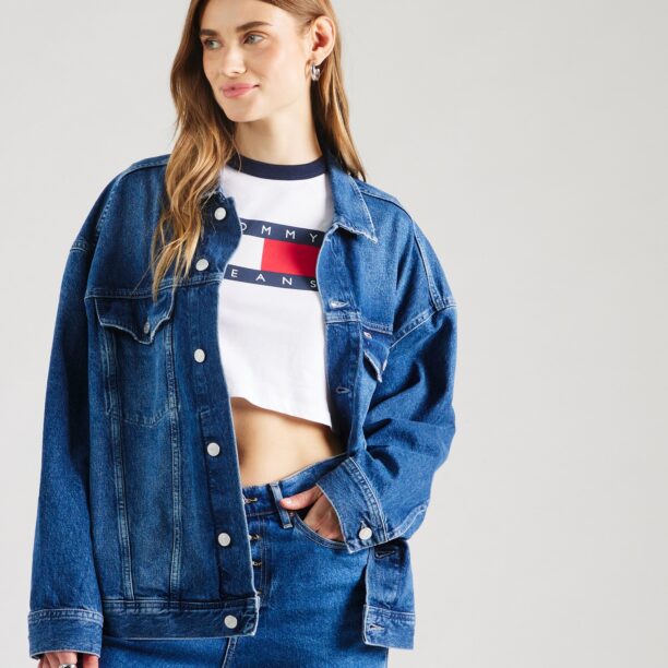 Tommy Jeans Geacă de primăvară-toamnă  albastru denim / albastru închis / roșu / alb