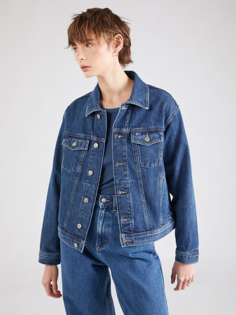 Tommy Jeans Geacă de primăvară-toamnă  albastru denim / roșu / alb