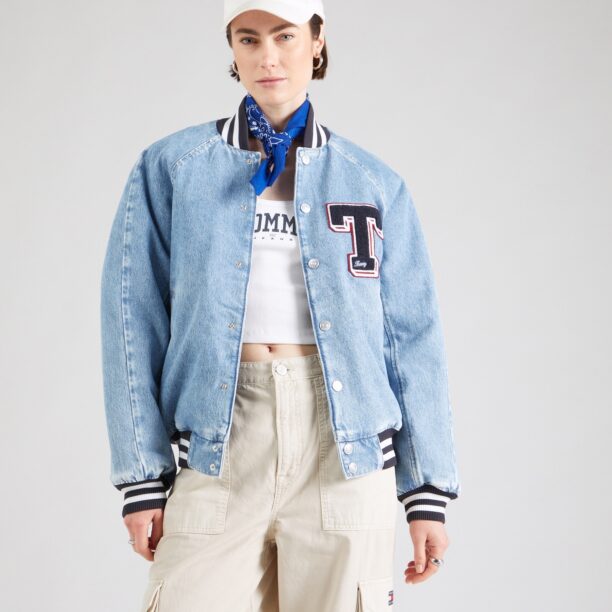 Tommy Jeans Geacă de primăvară-toamnă  bleumarin / albastru denim / alb