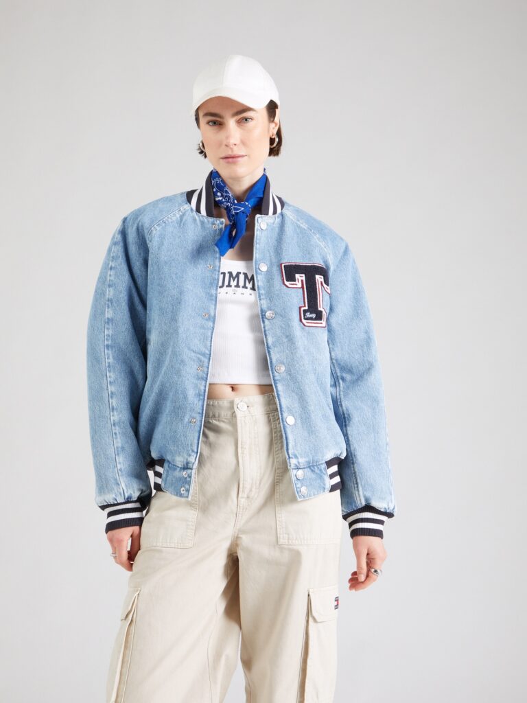 Tommy Jeans Geacă de primăvară-toamnă  bleumarin / albastru denim / alb