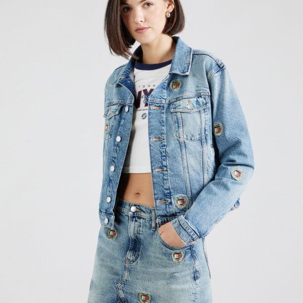 Tommy Jeans Geacă de primăvară-toamnă  bleumarin / albastru denim / roșu / alb