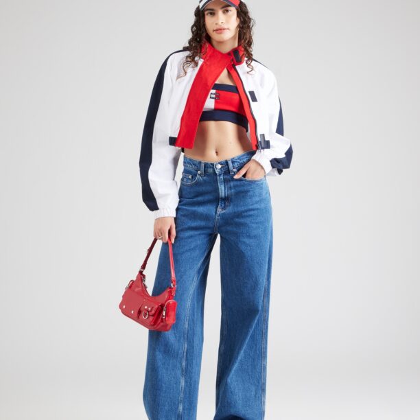 Tommy Jeans Geacă de primăvară-toamnă  bleumarin / roșu intens / alb preţ