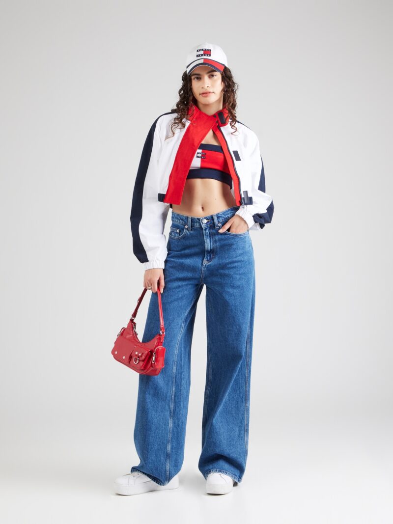 Tommy Jeans Geacă de primăvară-toamnă  bleumarin / roșu intens / alb preţ