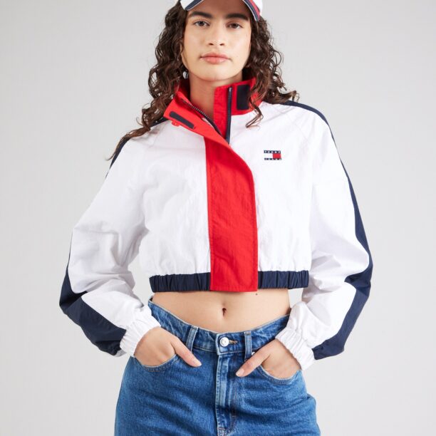 Preţ Tommy Jeans Geacă de primăvară-toamnă  bleumarin / roșu intens / alb