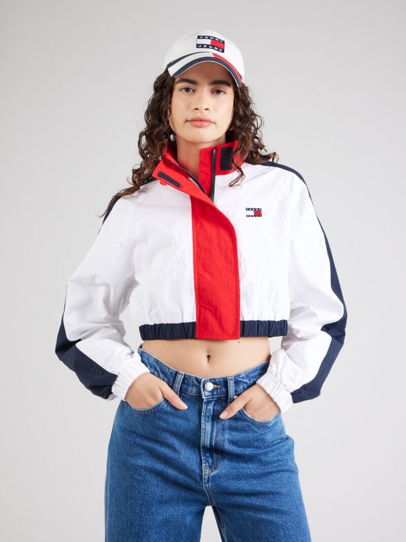 Preţ Tommy Jeans Geacă de primăvară-toamnă  bleumarin / roșu intens / alb