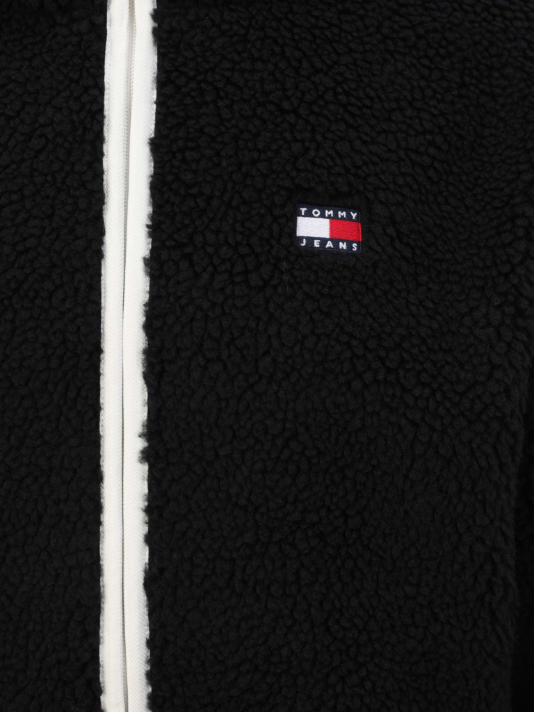 Tommy Jeans Jachetă  fleece  negru / alb preţ