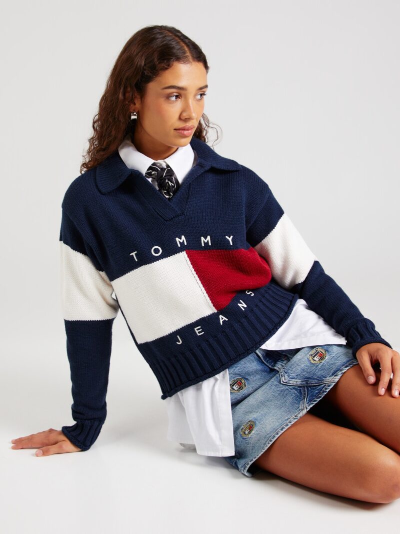 Tommy Jeans Pulover  albastru / roșu / alb