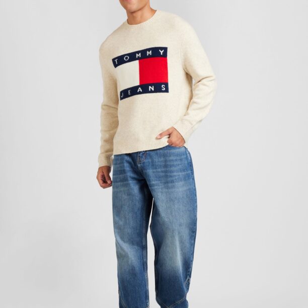 Tommy Jeans Pulover  bej amestecat / bleumarin / roșu / alb preţ