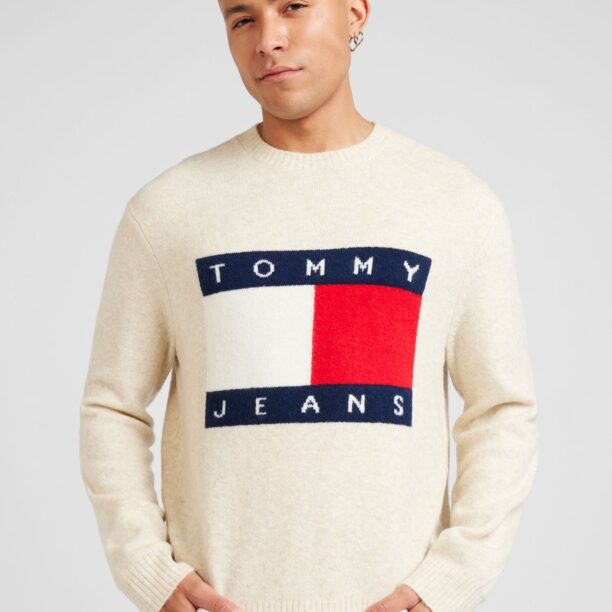 Preţ Tommy Jeans Pulover  bej amestecat / bleumarin / roșu / alb