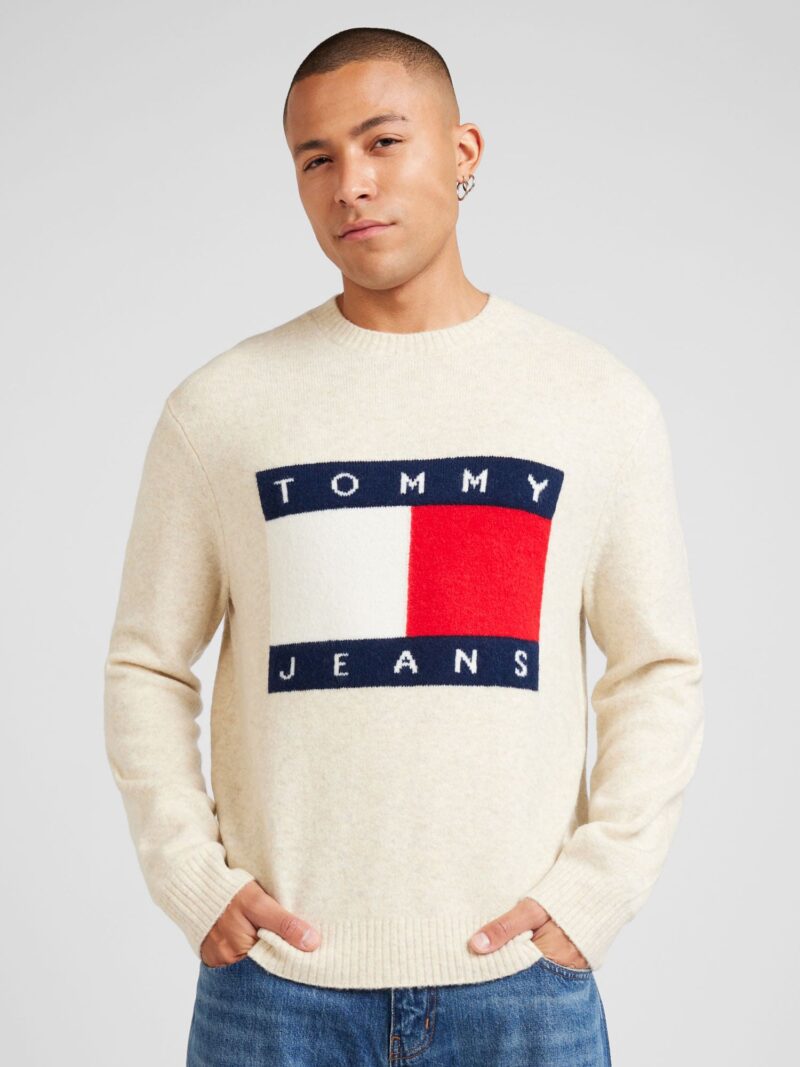 Preţ Tommy Jeans Pulover  bej amestecat / bleumarin / roșu / alb