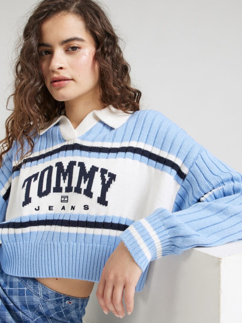 Tommy Jeans Pulover  bleumarin / albastru deschis / alb