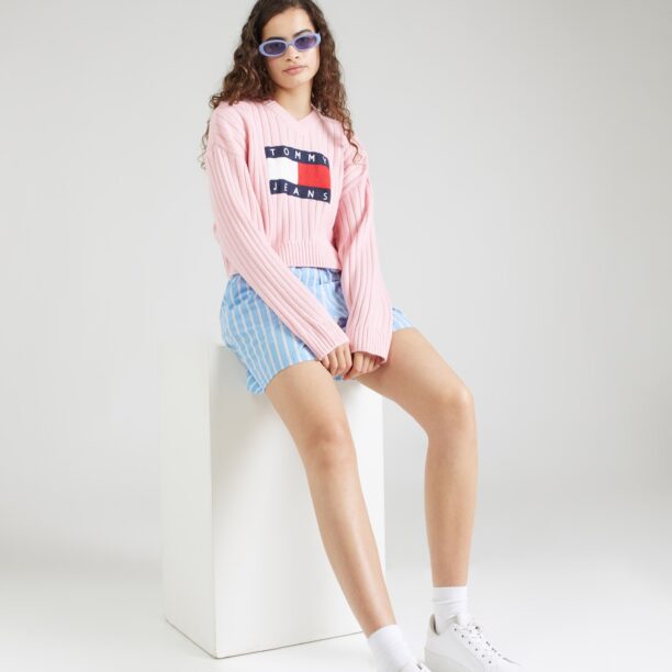 Cumpăra Tommy Jeans Pulover  bleumarin / roz deschis / roșu / alb