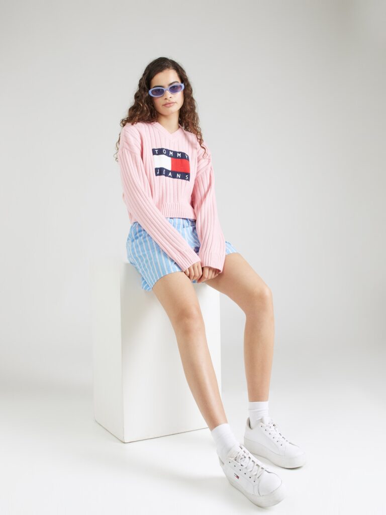 Cumpăra Tommy Jeans Pulover  bleumarin / roz deschis / roșu / alb