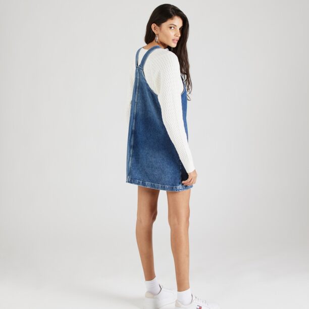 Tommy Jeans Salopetă rochie scurtă 'Pinafore'  albastru denim / roșu / alb preţ