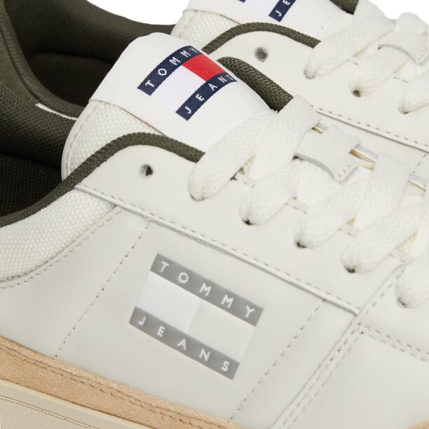 Original Tommy Jeans Sneaker low 'The Greenwich'  crem / oliv / portocaliu pastel / roșu