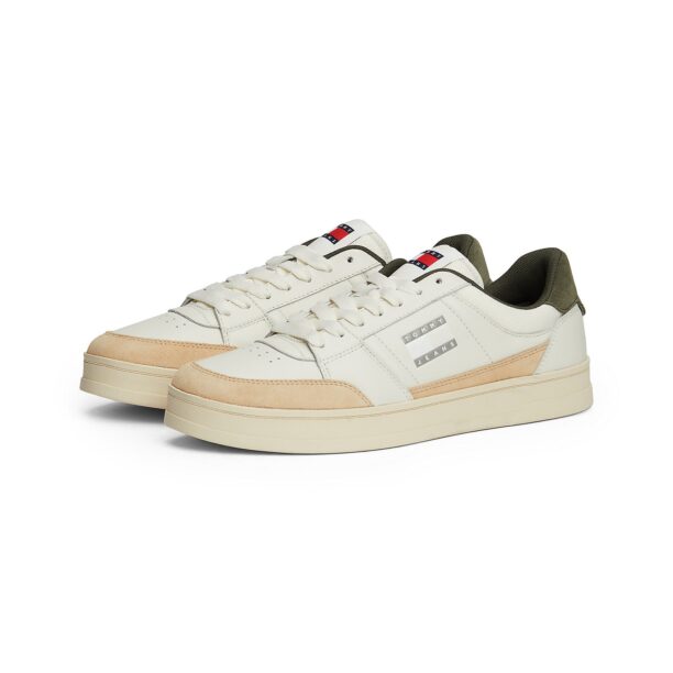 Tommy Jeans Sneaker low 'The Greenwich'  crem / oliv / portocaliu pastel / roșu